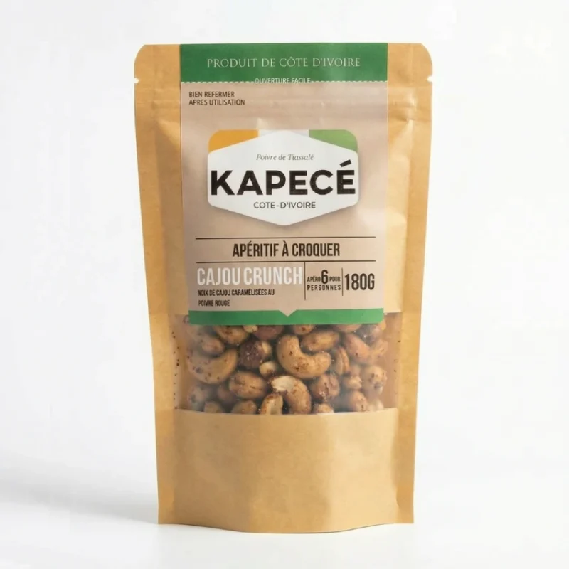 Cajou Crunch Caramélisée au Poivre Rouge 180g | Apéritif Croquant KAPECÉ