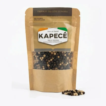 Mélange de poivres noir et blanc Kapecé en grains – produit de Côte d'Ivoire